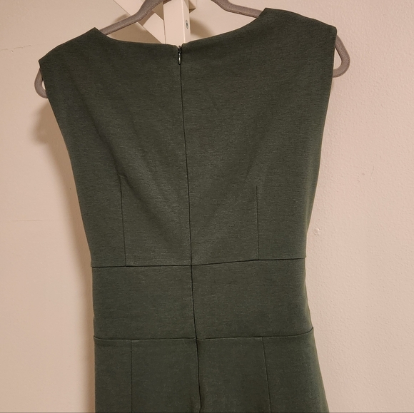 Boden Josephine Ponte Tie-Waist Sheath Dress US 6 Forest Green Knee Length - Picture 3 of 9